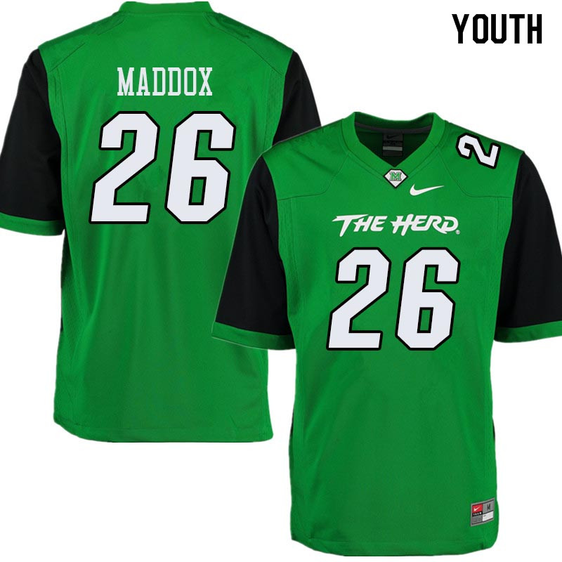 Youth #26 Jeremiah Maddox Marshall Thundering Herd College Football Jerseys Sale-Green